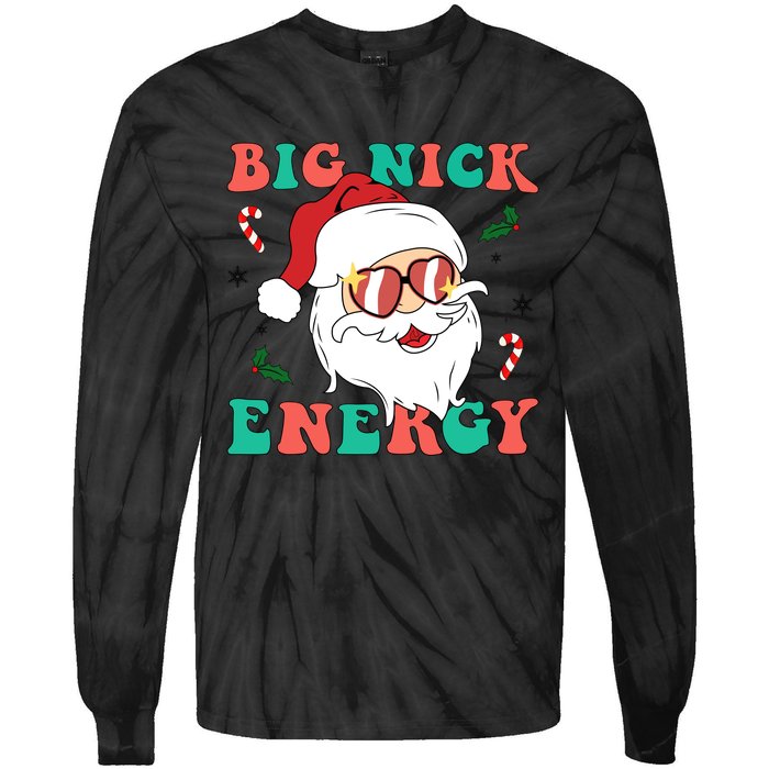 Big Nick Energy Santa Claus Funny Christmas Tie-Dye Long Sleeve Shirt