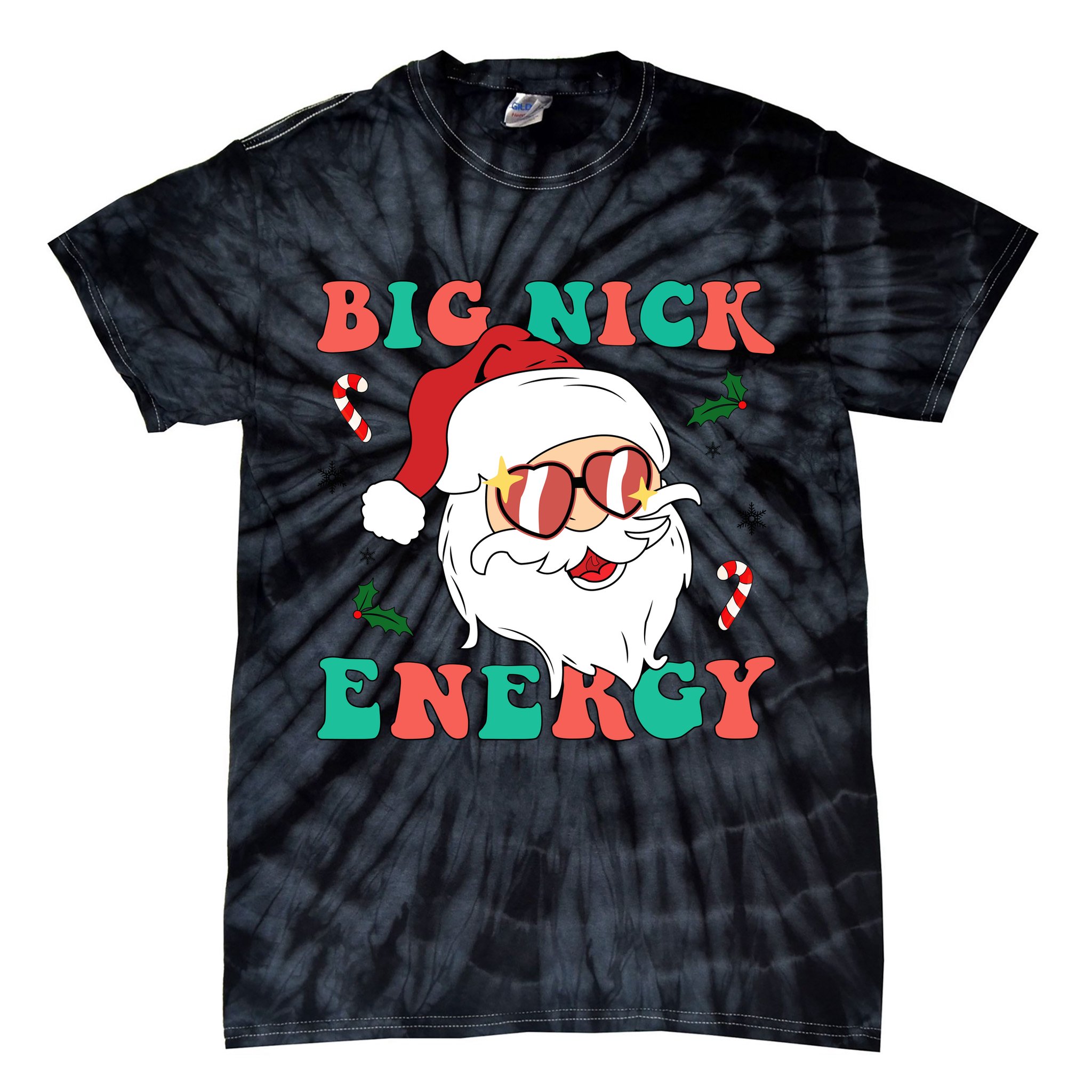 Big Nick Energy Santa Claus Funny Christmas Tie-Dye T-Shirt