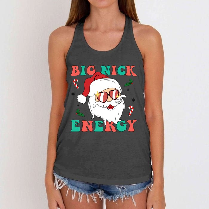 Big Nick Energy Santa Claus Funny Christmas Women's Knotted Racerback Tank