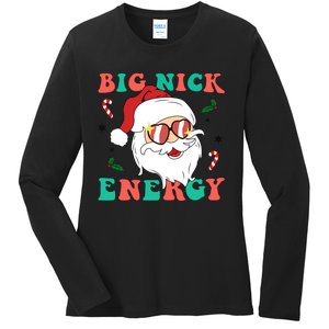 Big Nick Energy Santa Claus Funny Christmas Ladies Long Sleeve Shirt