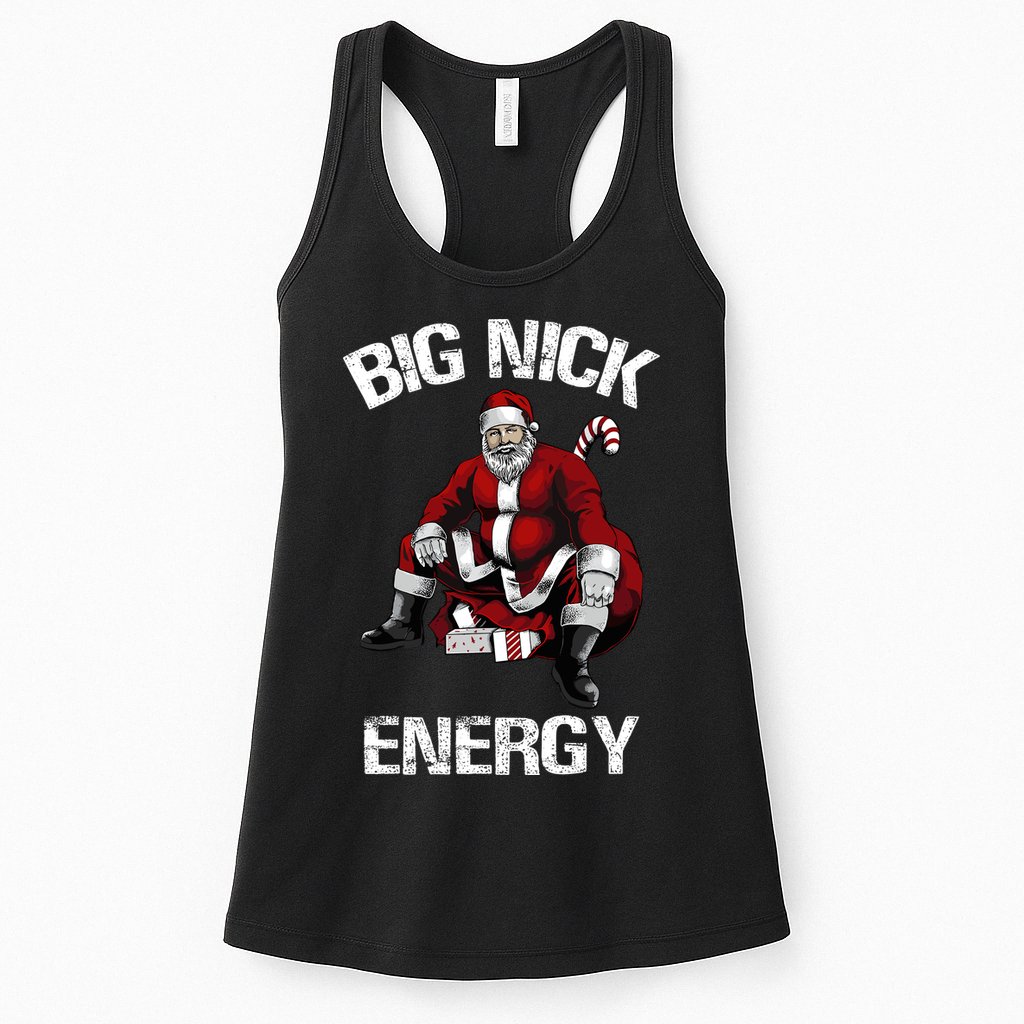 Big Nick Energy Funny Santa Christmas Womens Tank Top