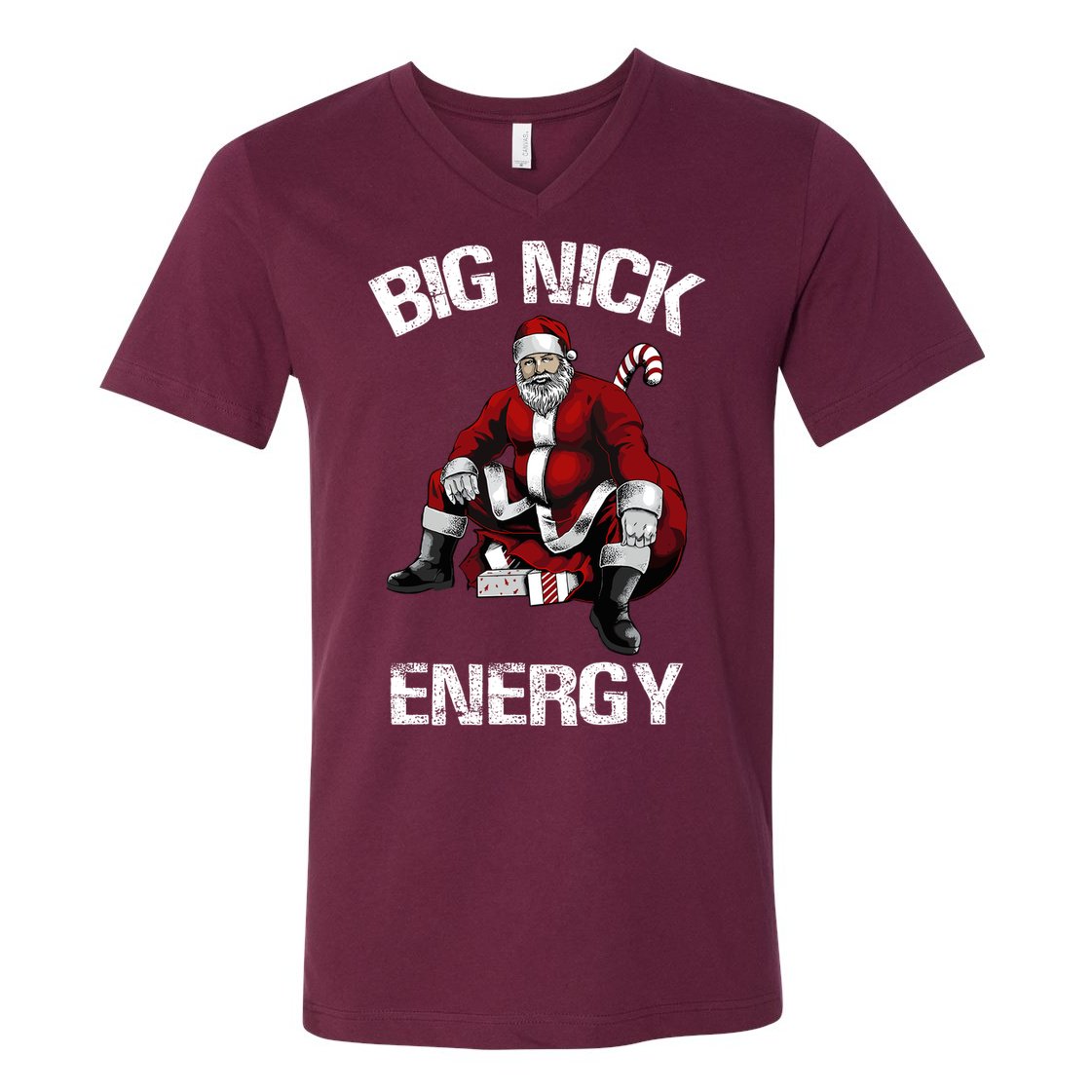 Big Nick Energy Funny Santa Christmas V-Neck T-Shirt