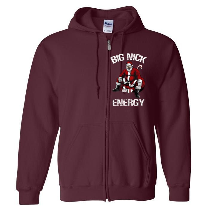 Big Nick Energy Funny Santa Christmas Full Zip Hoodie