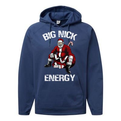 Big Nick Energy Funny Santa Christmas Performance Fleece Hoodie