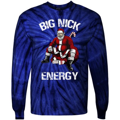 Big Nick Energy Funny Santa Christmas Tie-Dye Long Sleeve Shirt