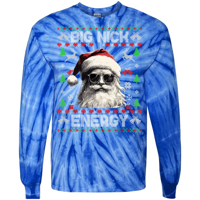 Big Nick Energy Santa Ugly Christmas Sweater Matching Family Gift Tie-Dye Long Sleeve Shirt