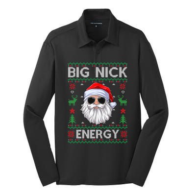 Big Nick Energy Santa Claus Ugly Christmas Sweater Silk Touch Performance Long Sleeve Polo