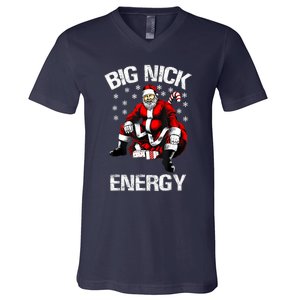 Big Nick Energy Funny Santa Christmas V-Neck T-Shirt