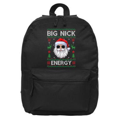 Big Nick Energy Santa Claus Ugly Christmas Sweater 16 in Basic Backpack