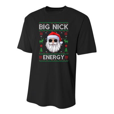 Big Nick Energy Santa Claus Ugly Christmas Sweater Youth Performance Sprint T-Shirt