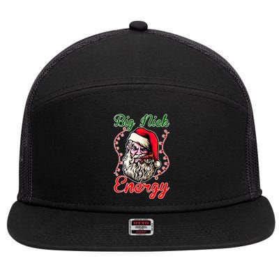 Big Nick Energy Santa Claus Smokin St. Nick Christmas 7 Panel Mesh Trucker Snapback Hat