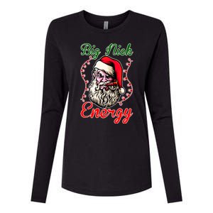 Big Nick Energy Santa Claus Smokin St. Nick Christmas Womens Cotton Relaxed Long Sleeve T-Shirt