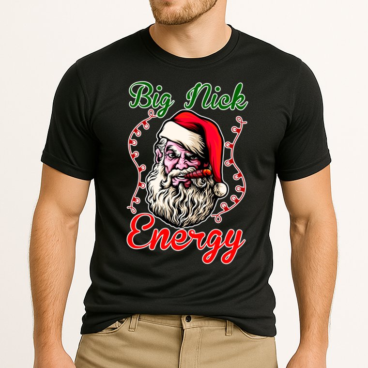 Big Nick Energy Santa Claus Smokin St. Nick Christmas Performance Shirt
