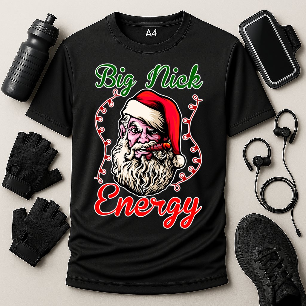 Big Nick Energy Santa Claus Smokin St. Nick Christmas Performance Shirt