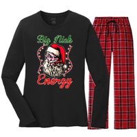 Big Nick Energy Santa Claus Smokin St. Nick Christmas Women's Long Sleeve Flannel Pajama Set 