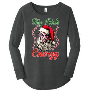 Big Nick Energy Santa Claus Smokin St. Nick Christmas Women's Perfect Tri Tunic Long Sleeve Shirt