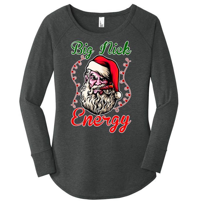 Big Nick Energy Santa Claus Smokin St. Nick Christmas Women's Perfect Tri Tunic Long Sleeve Shirt