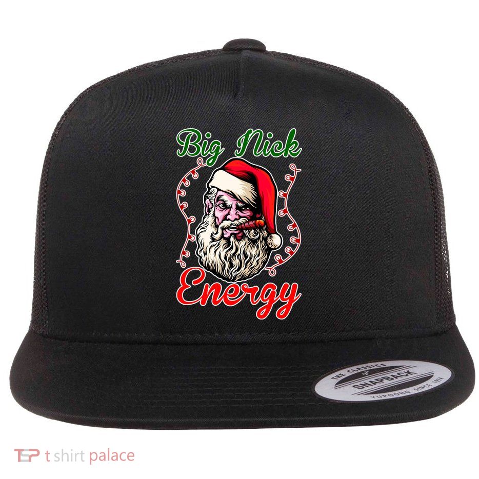 Big Nick Energy Santa Claus Smokin St. Nick Christmas Flat Bill Trucker Hat