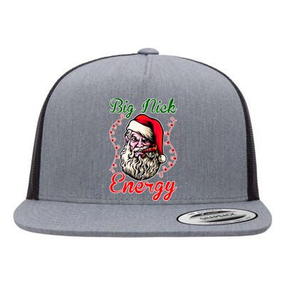 Big Nick Energy Santa Claus Smokin St. Nick Christmas Flat Bill Trucker Hat