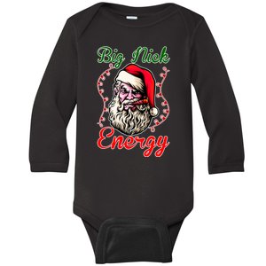 Big Nick Energy Santa Claus Smokin St. Nick Christmas Baby Long Sleeve Bodysuit