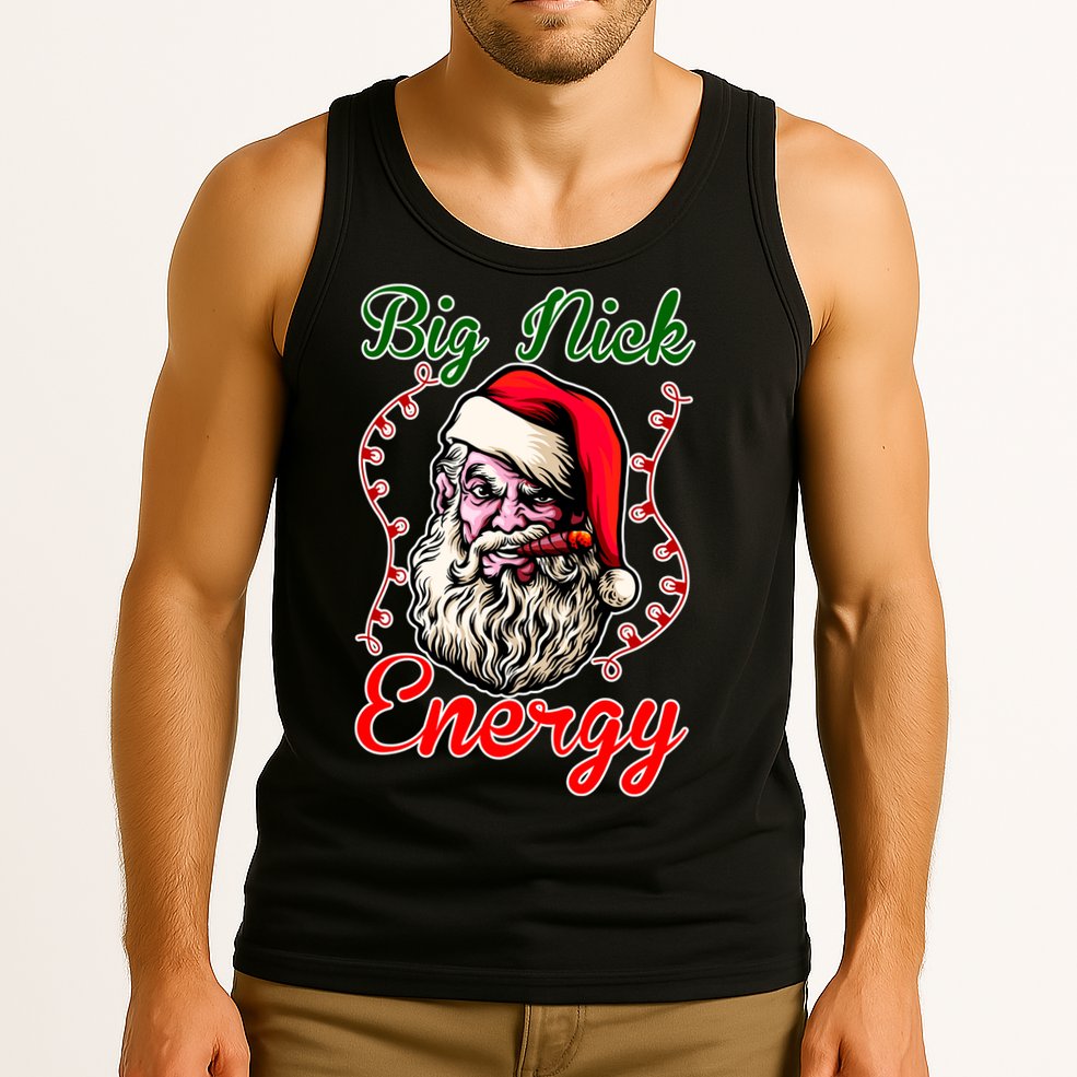 Big Nick Energy Santa Claus Smokin St. Nick Christmas Tank Top
