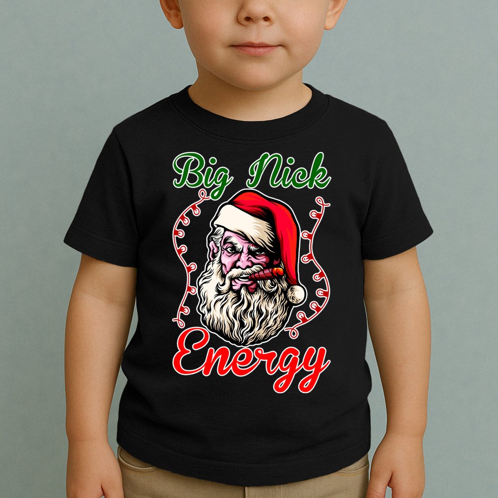 Big Nick Energy Santa Claus Smokin St. Nick Christmas Toddler T-Shirt
