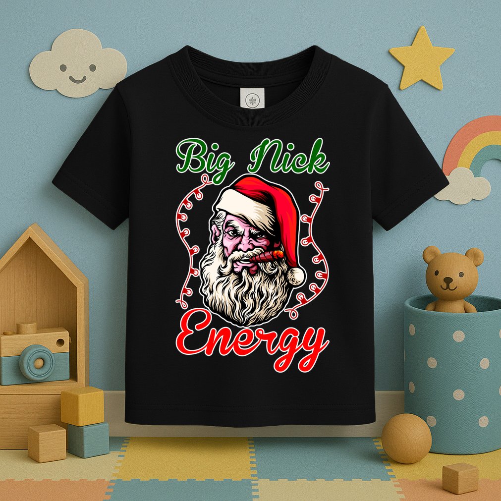 Big Nick Energy Santa Claus Smokin St. Nick Christmas Toddler T-Shirt
