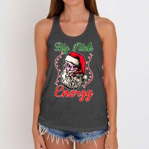 Big Nick Energy Santa Claus Smokin St. Nick Christmas Women's Knotted Racerback Tank