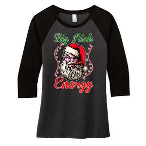 Big Nick Energy Santa Claus Smokin St. Nick Christmas Women's Tri-Blend 3/4-Sleeve Raglan Shirt