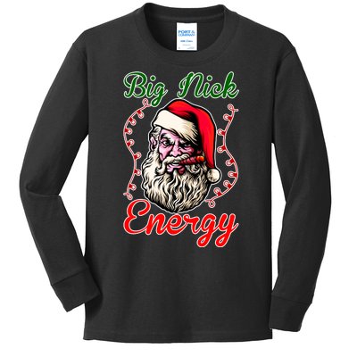 Big Nick Energy Santa Claus Smokin St. Nick Christmas Kids Long Sleeve Shirt