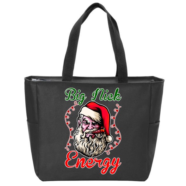 Big Nick Energy Santa Claus Smokin St. Nick Christmas Zip Tote Bag