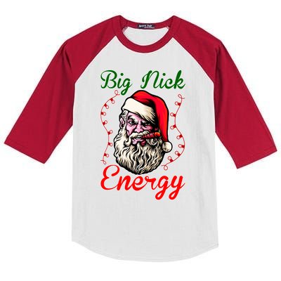 Big Nick Energy Santa Claus Smokin St. Nick Christmas Kids Colorblock Raglan Jersey