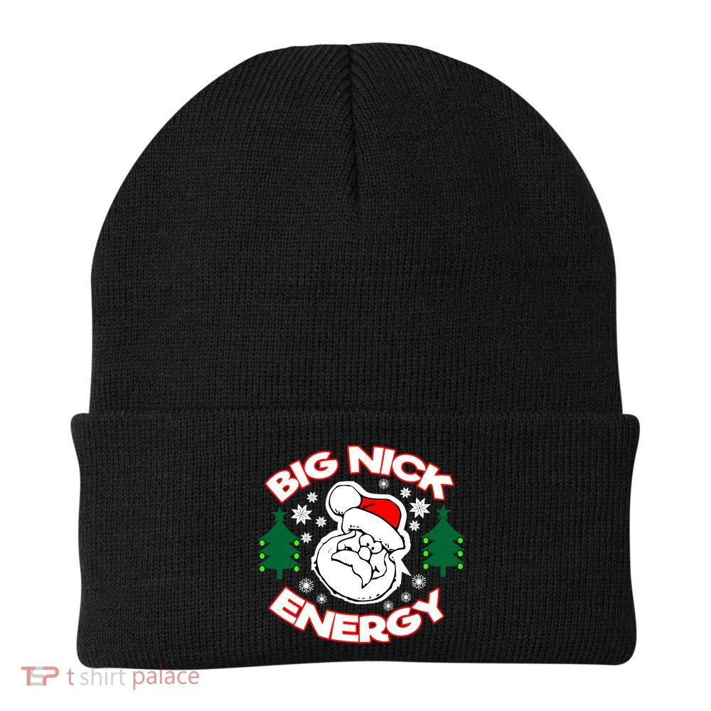 Big Nick Energy Santa Claus Snowflake Christmas Knit Cap Winter Beanie