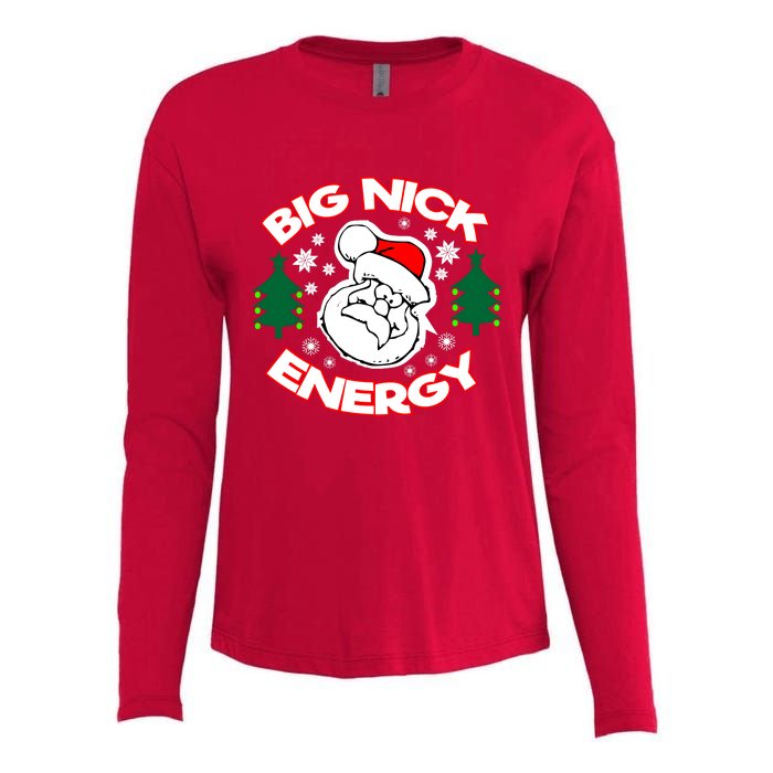 Big Nick Energy Santa Claus Snowflake Christmas Womens Cotton Relaxed Long Sleeve T-Shirt