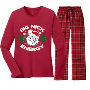 Big Nick Energy Santa Claus Snowflake Christmas Women's Long Sleeve Flannel Pajama Set 