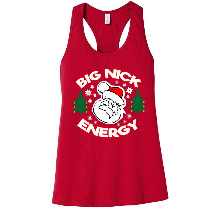 Big Nick Energy Santa Claus Snowflake Christmas Women's Racerback Tank