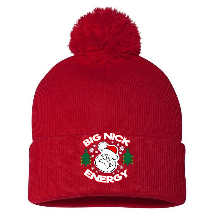 Big Nick Energy Santa Claus Snowflake Christmas Pom Pom 12in Knit Beanie