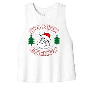 Big Nick Energy Santa Claus Snowflake Christmas Women's Racerback Cropped Tank