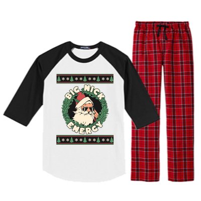 Big Nick Energy Christmas Santa Inappropriate Christmas Gift Raglan Sleeve Pajama Set