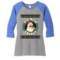 Big Nick Energy Christmas Santa Inappropriate Christmas Gift Women's Tri-Blend 3/4-Sleeve Raglan Shirt