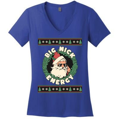 Big Nick Energy Christmas Santa Inappropriate Christmas Gift Women's V-Neck T-Shirt