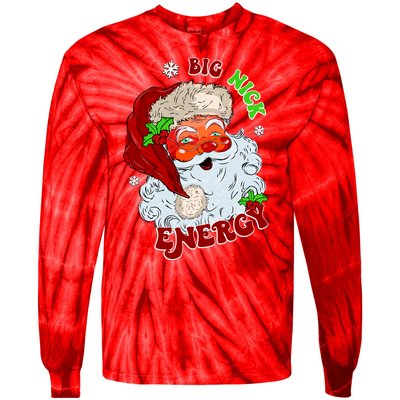 Big Nick Energy Classic Santa Claus Christmas Tie-Dye Long Sleeve Shirt