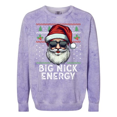 Big Nick Energy Funny Santa With Sunglasses Ugly Xmas Gift Colorblast Crewneck Sweatshirt