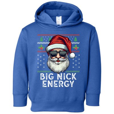 Big Nick Energy Funny Santa With Sunglasses Ugly Xmas Gift Toddler Hoodie