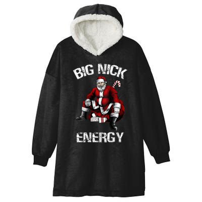 Big Nick Energy Funny Santa Christmas   Hooded Wearable Blanket