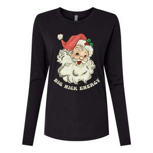 Big Nick Energy Santa Groovy Retro Womens Cotton Relaxed Long Sleeve T-Shirt