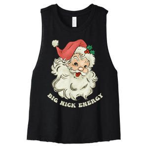 Big Nick Energy Santa Groovy Retro Women's Racerback Cropped Tank