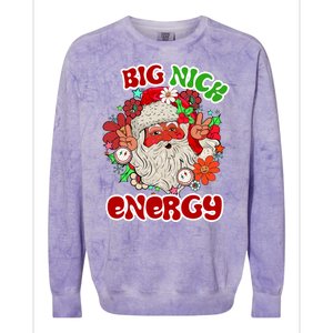 Big Nick Energy Hippie Santa Claus Christmas Peace Colorblast Crewneck Sweatshirt