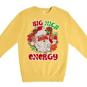 Big Nick Energy Hippie Santa Claus Christmas Peace Premium Crewneck Sweatshirt