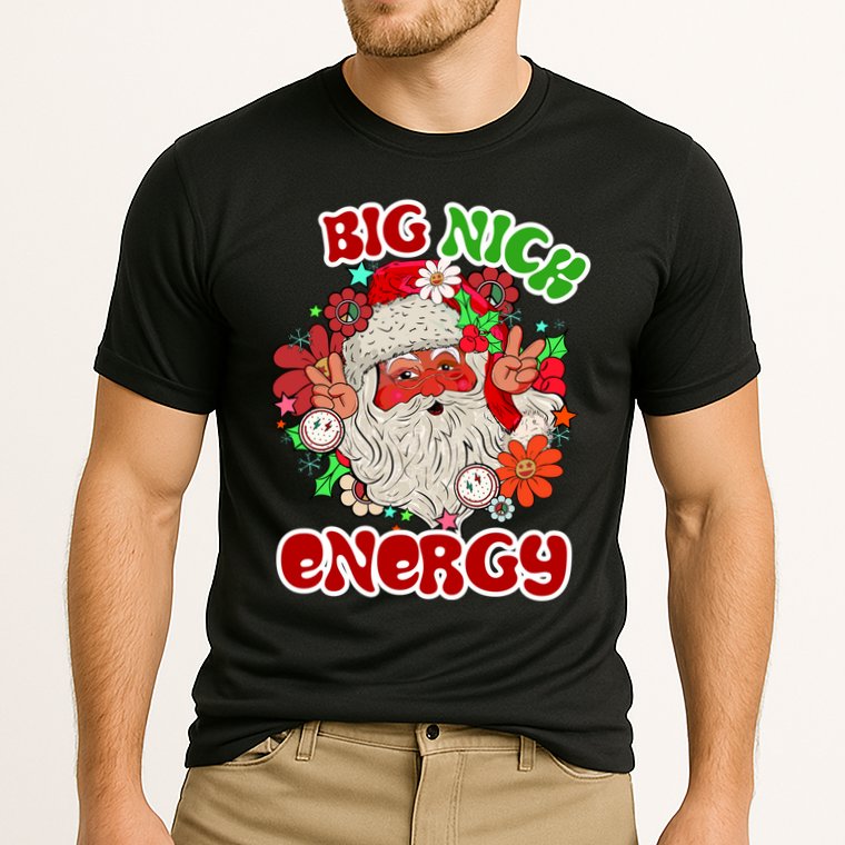 Big Nick Energy Hippie Santa Claus Christmas Peace Performance Shirt